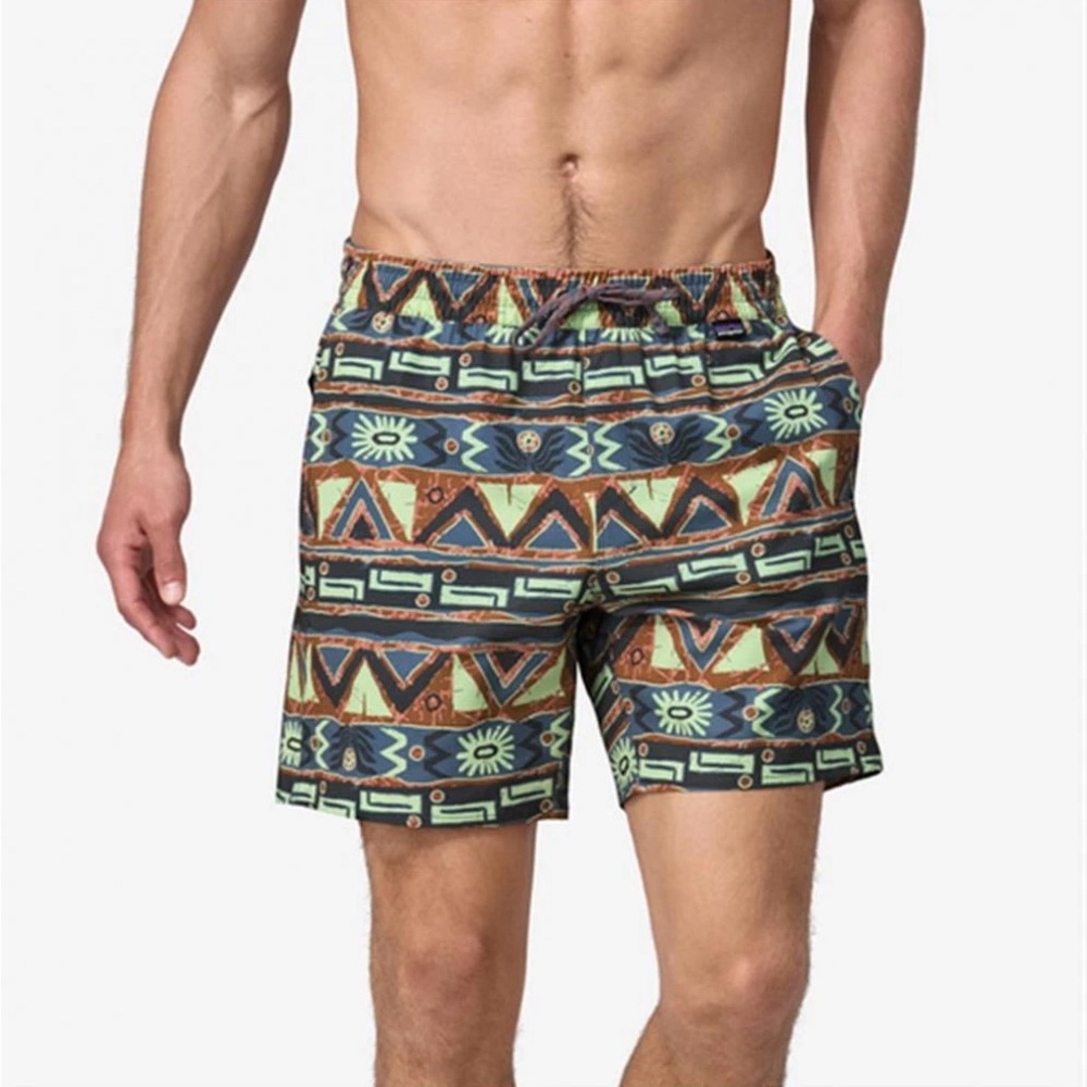Patagonia Men's Hydropeak Volley Shorts Size L High Hopes Geo Forge Grey